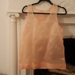 Club Monaco 100% Silk Structured Sheer Pink Tank